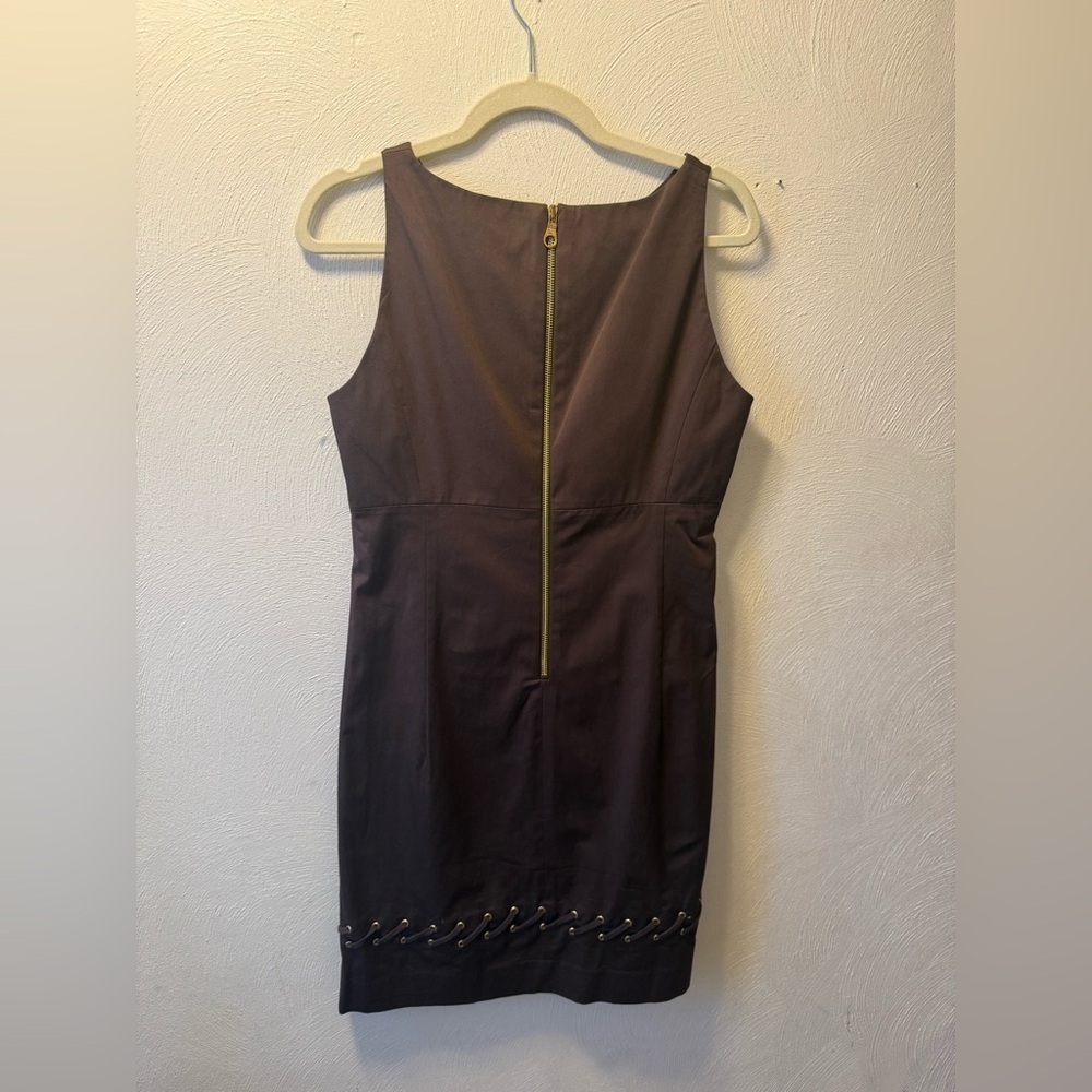 Etcetera Madeline Brown Sleeveless Lace-Up Mocha Mousse Dress NWT Size 10 - Picture 4 of 7